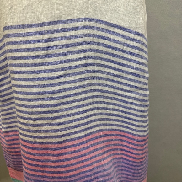 C&C California 100% Linen Maxi Tank Dress Womens S Striped Hem Sleeveless Pastel - Picture 7 of 10